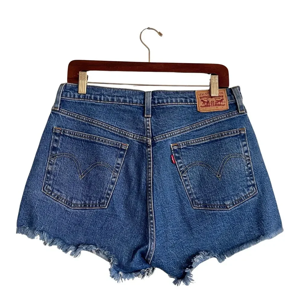 Levi’s 501 High Rise Cutoff Shorts Womens 30 Button Fly Raw Hem Vintage Festival - Picture 2 of 5